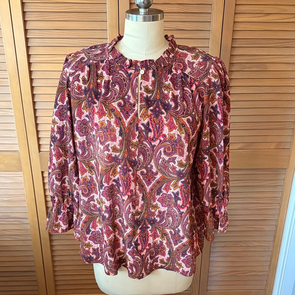 LOFT Paisley Blouse - Red and Pink